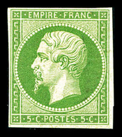 * N°12, 5c Vert, Bel Exemplaire, TTB (signé/certificats)   Qualité: *   Cote: 1400 Euros - 1853-1860 Napoléon III.