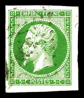 O N°12, 5c Vert-jaune, Grandes Marges, Pièce Choisie (signé Brun)   Qualité: O - 1853-1860 Napoleone III