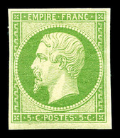 * N°12a, 5c Vert-jaune, Bel Exemplaire, TTB (certificat)   Qualité: *   Cote: 1400 Euros - 1853-1860 Napoléon III.