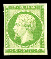 * N°12a, 5c Vert-jaune, Bel Exemplaire, TTB (certificat)   Qualité: *   Cote: 1400 Euros - 1853-1860 Napoleon III