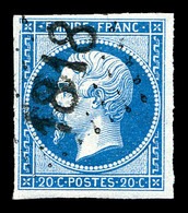 O N°14, 20c Bleu Obl Cachet D'essai '1818' De Lyon. TB (signé Scheller)   Qualité: O   Cote: 190 Euros - 1853-1860 Napoleone III