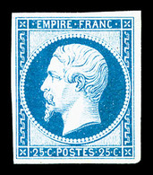 (*) N°15, Empire, 25c Bleu, Infime Pelurage, TB (signé Calves/certificat)   Qualité: (*)   Cote: 1200 Euros - 1853-1860 Napoleone III