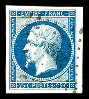 O N°15, 25c Bleu Obl PC, Grandes Marges. SUP (signé Calves/certificat)   Qualité: O   Cote: 290 Euros - 1853-1860 Napoleon III