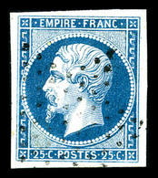 O N°15, 25c Bleu, Obl étoile, Belles Marges. TTB (signé Brun)   Qualité: O   Cote: 285 Euros - 1853-1860 Napoleon III