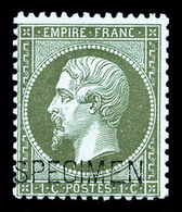 * N°19f, 1c Vert Olive Surchargé 'SPÉCIMEN'. TB   Qualité: *   Cote: 400 Euros - 1862 Napoléon III.