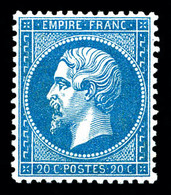 ** N°22, 20c Bleu, Fraîcheur Postale, Très Bon Centrage, SUP (certificat)   Qualité: ** - 1862 Napoléon III