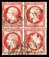 O N°24b, 80c Rose TÊTE-BÊCHE Tenant à Normaux Dans Un Bloc De 4, La Paire Tête-bêche Horizontale Et TB, Pièce Superbe Et - 1862 Napoleone III