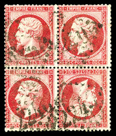 O N°24b, 80c Rose TÊTE-BÊCHE Tenant à Normaux Dans Un Bloc De 4, La Paire Tête-bêche Horizontale Et TB, Pièce Superbe Et - 1862 Napoléon III.