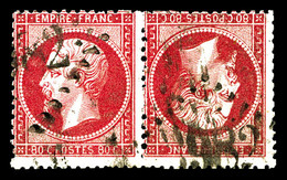 O N°24b, 80c Rose, Paire Tête-bêche Horizontale, Quelques Dents à Peine Courtes Sinon TB (certificats)   Qualité: O   Co - 1862 Napoleon III