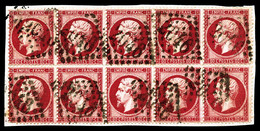 O N°24c, 80c Rose Carminé En Bloc De Dix Sur Fragment, Très Jolie Pièce (signé Calves/certificat)   Qualité: O - 1862 Napoléon III.