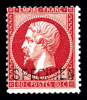 ** N°24d, 80c Rose Surchargé 'SPECIMEN', Fraîcheur Postale. SUP (certificat)   Qualité: ** - 1862 Napoléon III