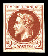 ** N°26Af, 2c Brun Non Dentelé, Impression De Rothschild, SUP (certificat)   Qualité: ** - 1863-1870 Napoleone III Con Gli Allori