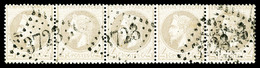 O N°27Ab, 4c Gris-lilas En Bande De Cinq Horizontale, TTB (signé/certificat)   Qualité: O   Cote: 615 Euros - 1863-1870 Napoléon III Con Laureles