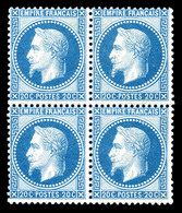 ** N°29A, 20c Bleu Type I En Bloc De Quatre (2ex*), Fraîcheur Postale. SUP (signé Brun/certificats)   Qualité: ** - 1863-1870 Napoléon III Con Laureles