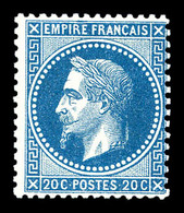 * N°29A, 20c Bleu Type Type I, Quasi **. TB (certificat)   Qualité: *   Cote: 475 Euros - 1863-1870 Napoleon III With Laurels