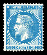 ** N°29B, 20c Bleu Type II, Fraîcheur Postale. TTB (certificat)   Qualité: ** - 1863-1870 Napoleon III With Laurels