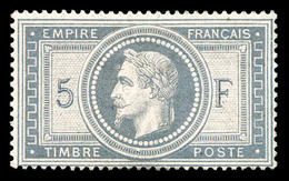 * N°33, 5f Violet-gris, Forte Trace De Charnière, Très Frais. TB (certificat)   Qualité: *   Cote: 9000 Euros - 1863-1870 Napoléon III Con Laureles