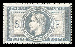 * N°33, 5f Violet-gris, Forte Trace De Charnière, Très Frais. TB (certificat)   Qualité: *   Cote: 9000 Euros - 1863-1870 Napoleon III With Laurels