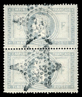 O N°33, 5F Violet Gris En Paire Verticale Obl étoile '22'. TB (signé Scheller/certificat)   Qualité: O   Cote: 2300 Euro - 1863-1870 Napoleone III Con Gli Allori