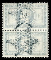 O N°33, 5F Violet Gris En Paire Verticale Obl étoile '22'. TB (signé Scheller/certificat)   Qualité: O   Cote: 2300 Euro - 1863-1870 Napoleon III With Laurels