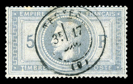 O N°33, 5F Violet-gris Obl Cachet à Date Centrale. SUP (signé Calves/certificat)   Qualité: O   Cote: 1150 Euros - 1863-1870 Napoléon III Con Laureles