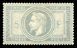 * N°33A, 5F Violet-gris Avec 5 Et F En Bleu, Forte Trace De Charnière, Très Bon Centrage, Très Frais. TB (certificats)   - 1863-1870 Napoléon III Lauré