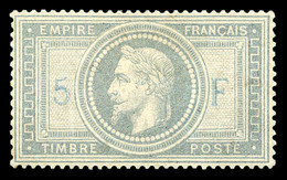 * N°33A, 5F Violet-gris Avec 5 Et F En Bleu, Forte Trace De Charnière, Très Bon Centrage, Très Frais. TB (certificats)   - 1863-1870 Napoleon III With Laurels