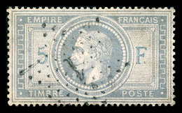 O N°33A, 5F Violet-gris Avec 5 Et F En Bleu, Obl Légère, TTB (signé Brun/certificat)   Qualité: O   Cote: 1300 Euros - 1863-1870 Napoléon III Con Laureles