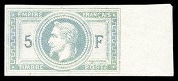 ** N°33c, 5F Violet-gris Non Dentelé, Bord De Feuille Latéral Droit, Fraîcheur Postale, Superbe (signé Brun/Calves/certi - 1863-1870 Napoleone III Con Gli Allori