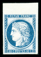 * N°37f, Granet, 20c Bleu, Bord De Feuille, Fraîcheur Postale, SUP (signé/certificat)   Qualité: *   Cote: 500 Euros - 1870 Assedio Di Parigi