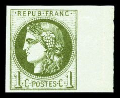 ** N°39A, 1c Olive Report 1 Bdf, Fraîcheur Postale, SUP (certificat)   Qualité: ** - 1870 Bordeaux Printing