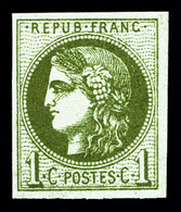 ** N°39Ba, 1c Olive Foncé Rep 2, Fraîcheur Postale. SUP (certificat)   Qualité: ** - 1870 Ausgabe Bordeaux