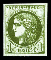 ** N°39Ba, 1c Olive Foncé Rep 2, Fraîcheur Postale. SUP (certificat)   Qualité: ** - 1870 Bordeaux Printing