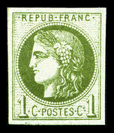 ** N°39C, 1c Olive Report 3, Fraîcheur Postale. SUP (certificat)   Qualité: ** - 1870 Ausgabe Bordeaux