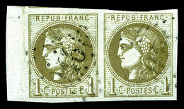 O N°39Cc, 1c Olive-bronze Rep 3 En Paire Bord De Feuille Latéral, Très Jolie Couleur, TTB (certificat)   Qualité: O   Co - 1870 Emisión De Bordeaux