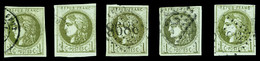 O 1c Bordeaux, 5 Exemplaires Dont Nuances (Rep I, II X2 Et III X2). TB   Qualité: O   Cote: 1065 Euros - 1870 Emissione Di Bordeaux
