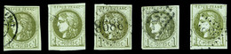 O 1c Bordeaux, 5 Exemplaires Dont Nuances (Rep I, II X2 Et III X2). TB   Qualité: O   Cote: 1065 Euros - 1870 Bordeaux Printing