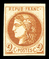 ** N°40Af, 2c Chocolat Clair Report 1, Impression Très Fine Dite De 'Tour', Fraicheur Postale, SUPERBE, R.R. (certificat - 1870 Emisión De Bordeaux