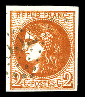 O N°40B, 2c Brun-rouge Obl GC, Jolie Pièce. TB (signé Brun)   Qualité: O   Cote: 330 Euros - 1870 Emissione Di Bordeaux