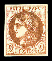 (*) N°40Bc, 2c Chocolat Foncé Report 2, EXCEPTIONNELLE NUANCE, SUP (signé Calves/certificat)    Qualité: (*)   Cote: 650 - 1870 Emissione Di Bordeaux