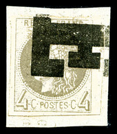 O N°41B, 4c Gris Report 2 Bord De Feuille, Obl Typographique Des Journaux Sur Son Support. SUP (signé Brun/certificat)   - 1870 Emissione Di Bordeaux
