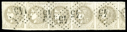 O N°41Bb, 4c Gris-lilas Report 2, Très Jolie Bande De 5 Avec Voisin (pd) Obl GC 2145, R.R (signé Scheller/certificat)    - 1870 Ausgabe Bordeaux