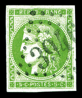 O N°42A, 5c Nuance Vert-sauge Report 1, Position 11 Du Report, Obl GC 3946, Légère Froissure De Papier Sinon TTB. (signé - 1870 Ausgabe Bordeaux