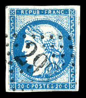 O N°44A, 20c Bleu Type I Report 1, TB (signé Brun/certificat)   Qualité: O   Cote: 800 Euros - 1870 Emissione Di Bordeaux