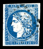 O N°44Aa, 20c Bleu Foncé Type I Report 1, TB (signé Brun/certificat)   Qualité: O   Cote: 1100 Euros - 1870 Ausgabe Bordeaux