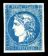 (*) N°44, 20c Bleu Type I Report 1, Faux De SPERATI. TTB (certificat)   Qualité: (*) - 1870 Ausgabe Bordeaux