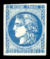 (*) N°46Ad, 20c Bleu Outremer Type III Report 1, Très Jolie Nuance, R. (signé Scheller/certificat)   Qualité: (*)   Cote - 1870 Ausgabe Bordeaux