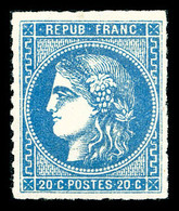 * N°46B, 20c Bleu Type III Rep 2, Percé En Lignes, R.R. SUP (signé Scheller/certificat)   Qualité: * - 1870 Ausgabe Bordeaux