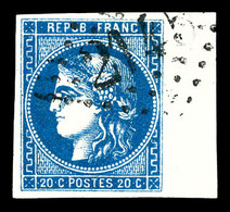 O N°46B, 20c Bleu Type III Rep 2, Bord De Feuille Latéral. SUP   Qualité: O - 1870 Ausgabe Bordeaux