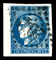 O N°46Ba, 20c Bleu Foncé Type III Rep 2, Pièce Choisie. TTB   Qualité: O - 1870 Ausgabe Bordeaux